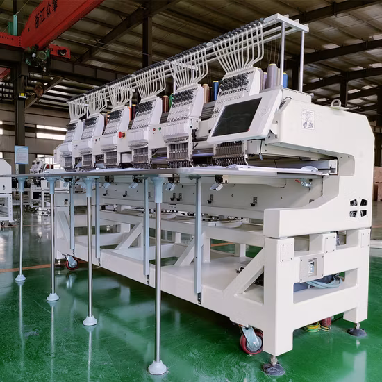 Máquina de bordar computadorizada Wonyo de alta eficiência para uso industrial 6 cabeças para design de bordado de sapatos de boné